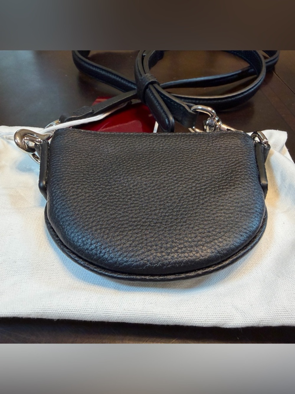 New Authentic Gucci Logo Nano Black Leather Crossbody Shoulder Bag - Picture 7 of 11